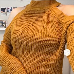 GUESS Mustard Yellow Ribbed Knit Sweater